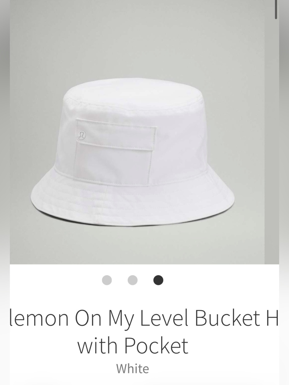 This is the Lululemon On My Level Bucket Hat with Pocket in white, size M/L.